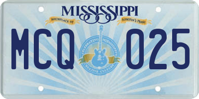 MS license plate MCQ025