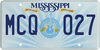 MS license plate MCQ027