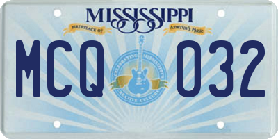 MS license plate MCQ032