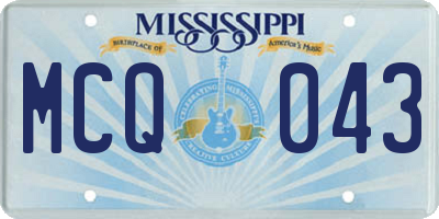 MS license plate MCQ043