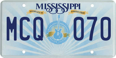 MS license plate MCQ070