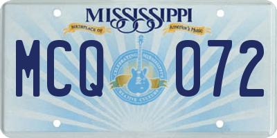 MS license plate MCQ072