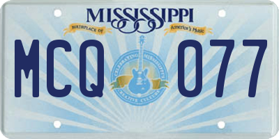 MS license plate MCQ077