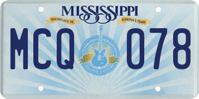 MS license plate MCQ078