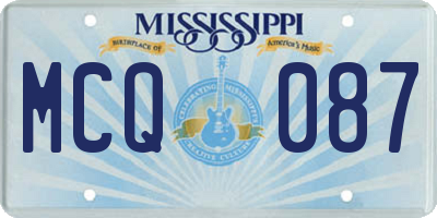 MS license plate MCQ087