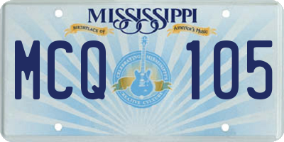 MS license plate MCQ105