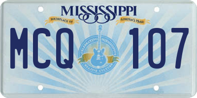 MS license plate MCQ107