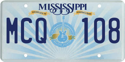 MS license plate MCQ108
