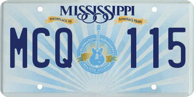 MS license plate MCQ115