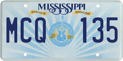 MS license plate MCQ135