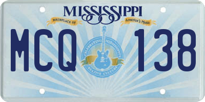 MS license plate MCQ138