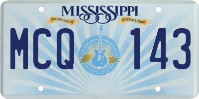MS license plate MCQ143