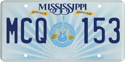 MS license plate MCQ153