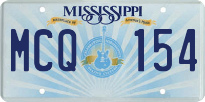 MS license plate MCQ154