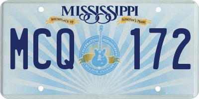 MS license plate MCQ172
