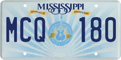 MS license plate MCQ180
