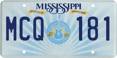 MS license plate MCQ181
