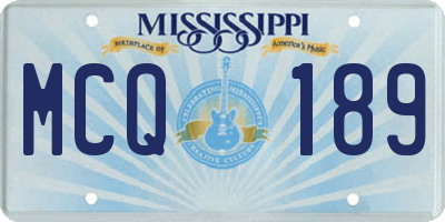 MS license plate MCQ189