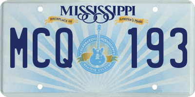 MS license plate MCQ193