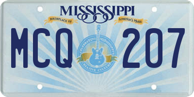 MS license plate MCQ207