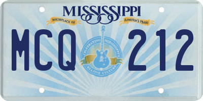MS license plate MCQ212