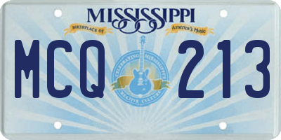 MS license plate MCQ213
