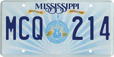 MS license plate MCQ214