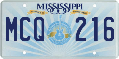 MS license plate MCQ216