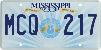 MS license plate MCQ217