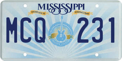 MS license plate MCQ231