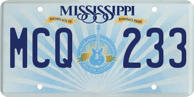 MS license plate MCQ233