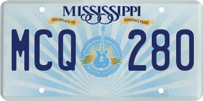 MS license plate MCQ280