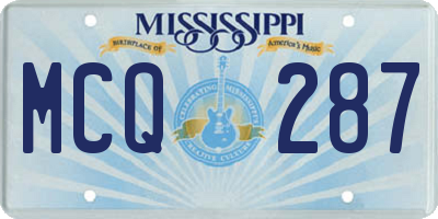 MS license plate MCQ287