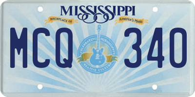 MS license plate MCQ340