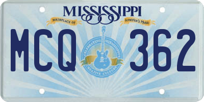 MS license plate MCQ362
