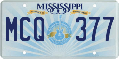MS license plate MCQ377