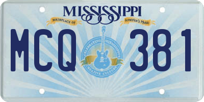 MS license plate MCQ381