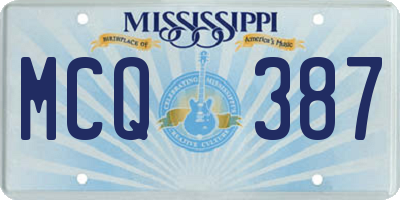 MS license plate MCQ387