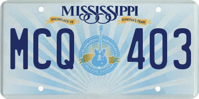 MS license plate MCQ403