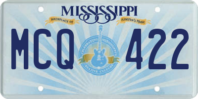 MS license plate MCQ422