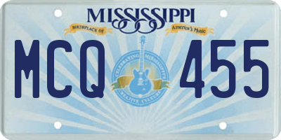 MS license plate MCQ455