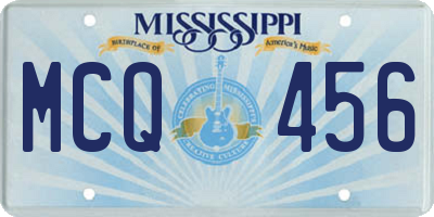 MS license plate MCQ456