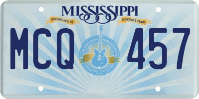 MS license plate MCQ457