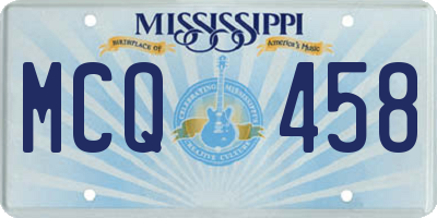 MS license plate MCQ458