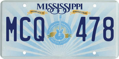 MS license plate MCQ478