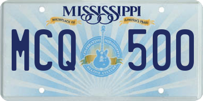 MS license plate MCQ500