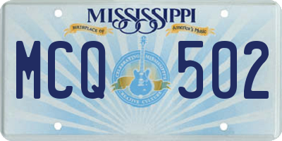 MS license plate MCQ502