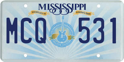 MS license plate MCQ531