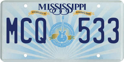 MS license plate MCQ533
