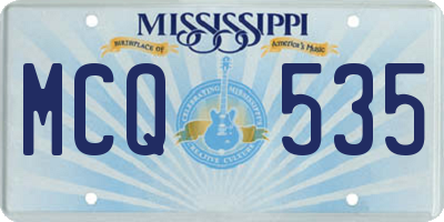 MS license plate MCQ535